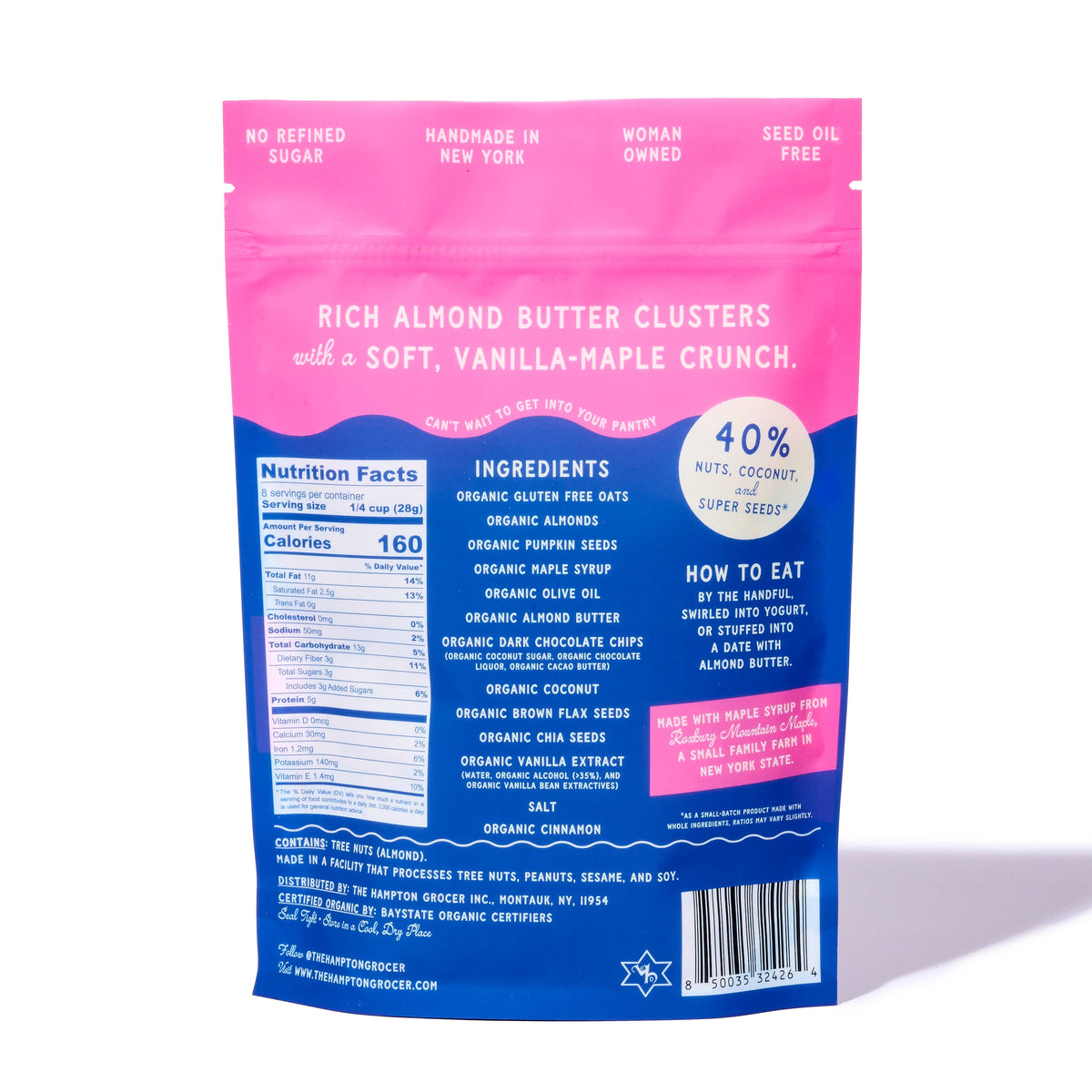 The Hampton Grocer Granola - Organic Almond Butter Chocolate Granola