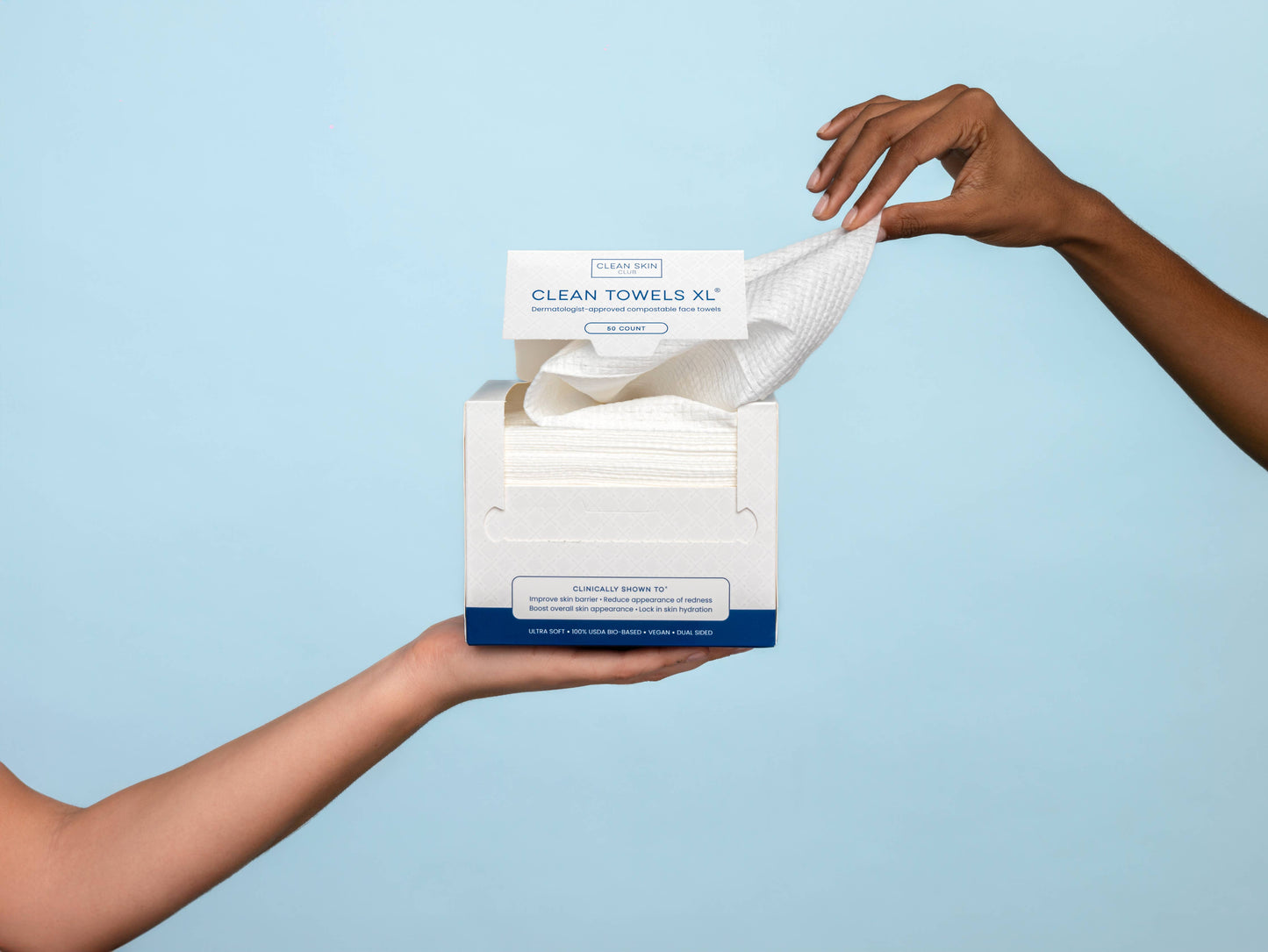 Clean Skin Club - Clean Towels™ XL, Disposable Face Towels, 50 Count