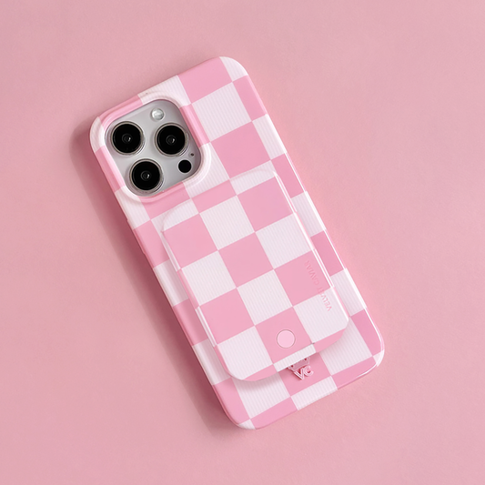 Wireless Phone Charger - Pink Vibe Checkered by Velvet Caviar