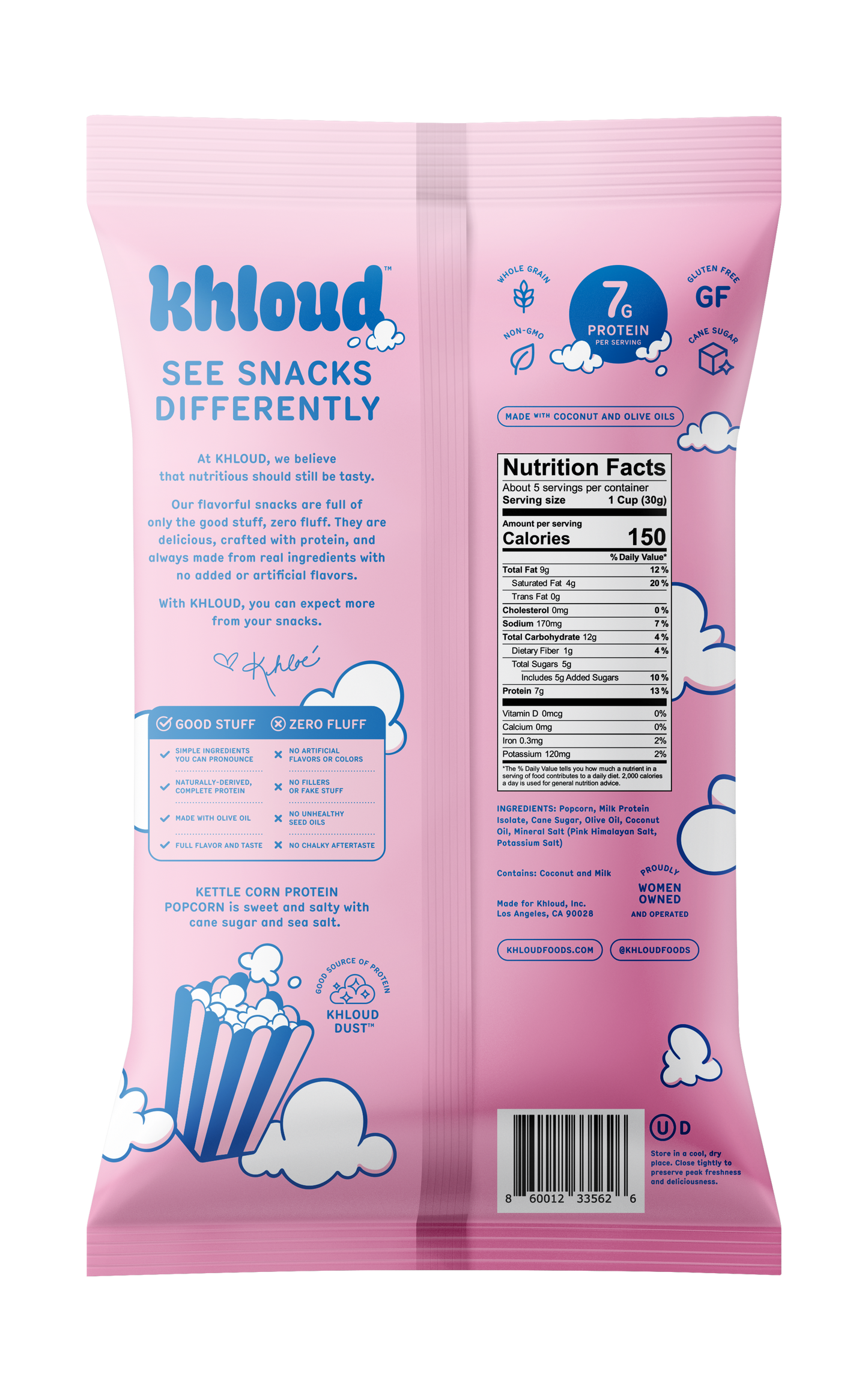 Khloud Foods - Sweet & Salty Kettle Corn Protein Popcorn, 12pk Case