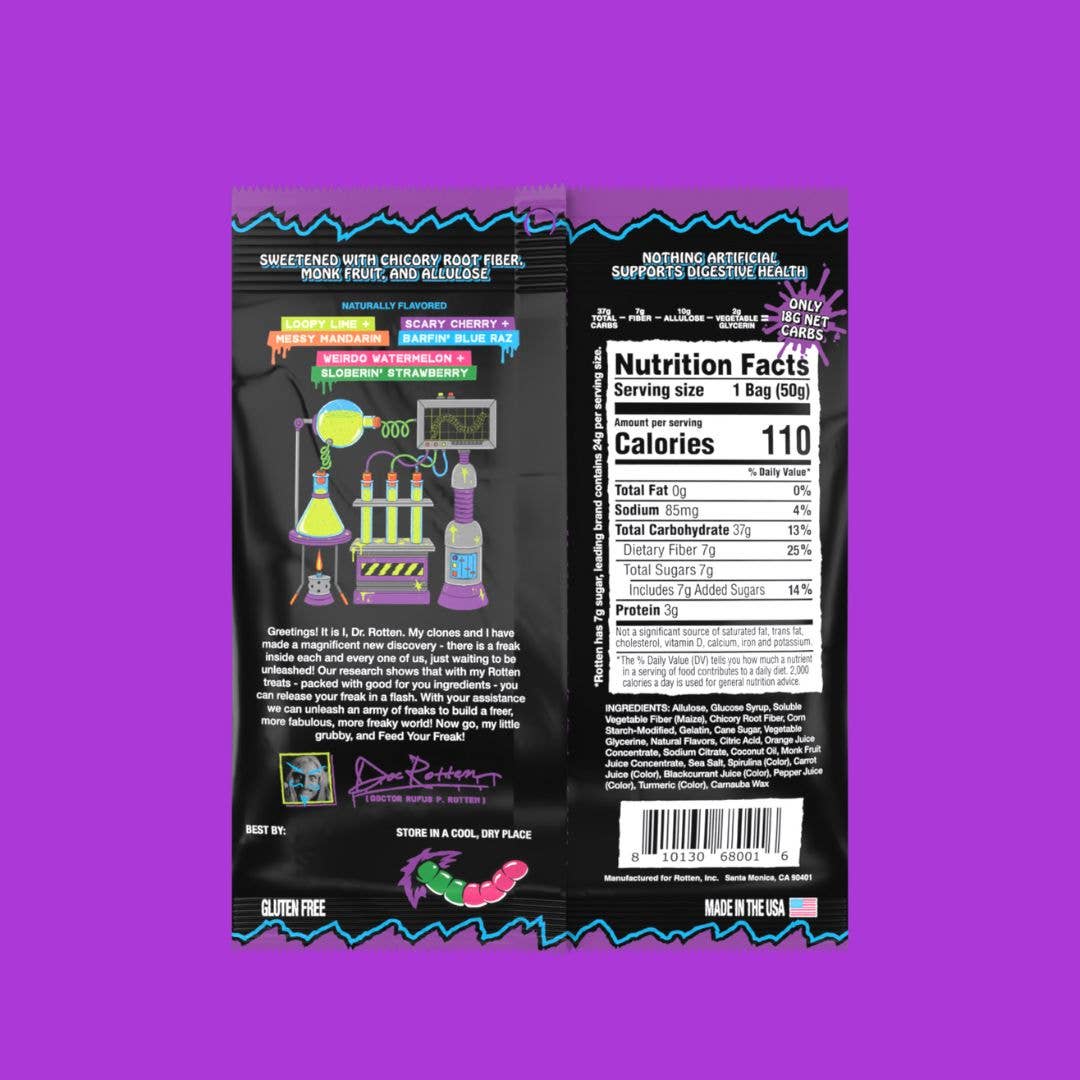 Rotten Candy - Original Gummy Worms Candy: GF, Prebiotics, Low Sugar