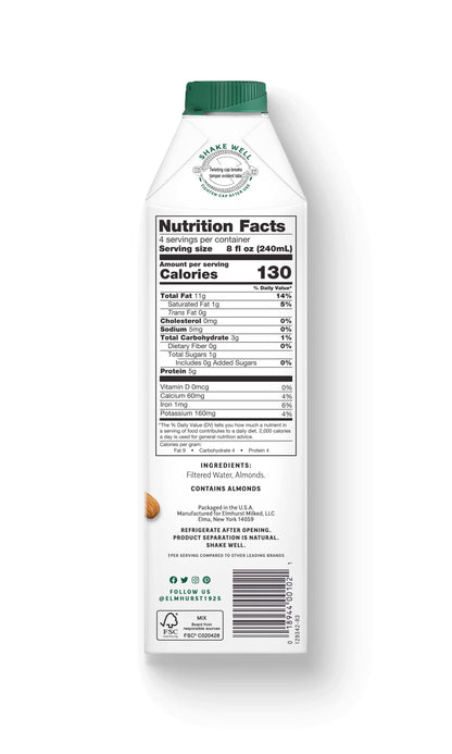 Elmhurst 1925 - Unsweetened Almond Milk, 32oz