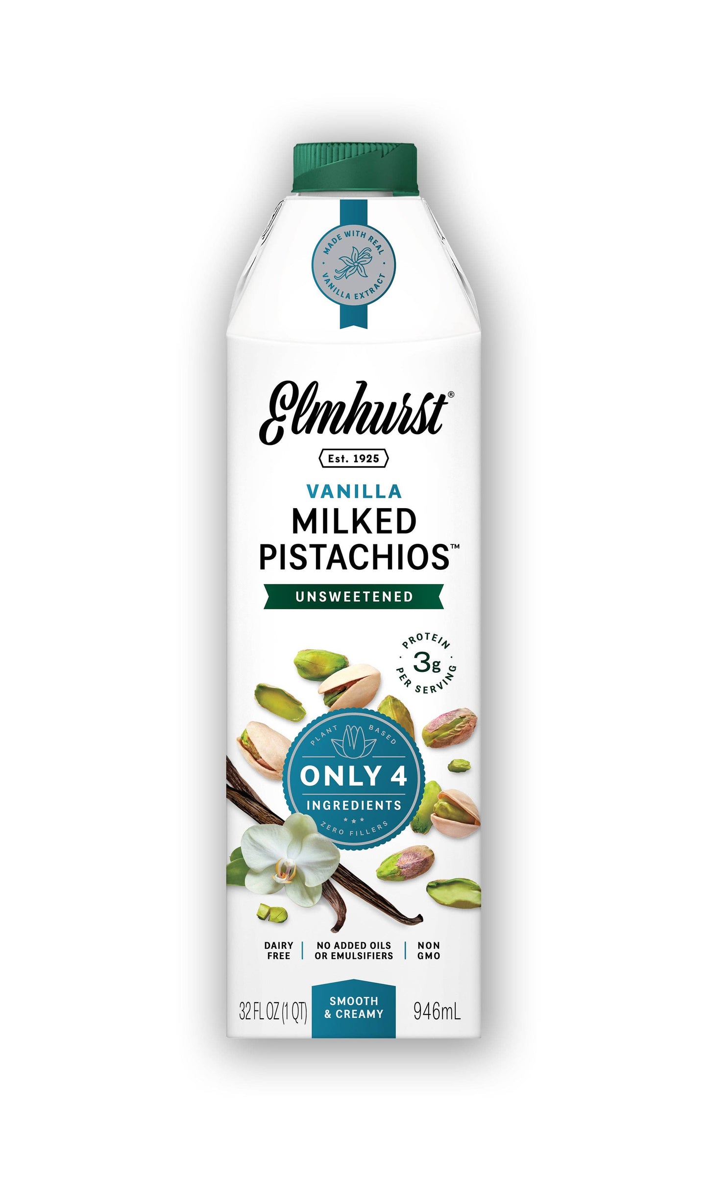 Elmhurst 1925 - Unsweetened Vanilla Pistachio Milk, 32oz