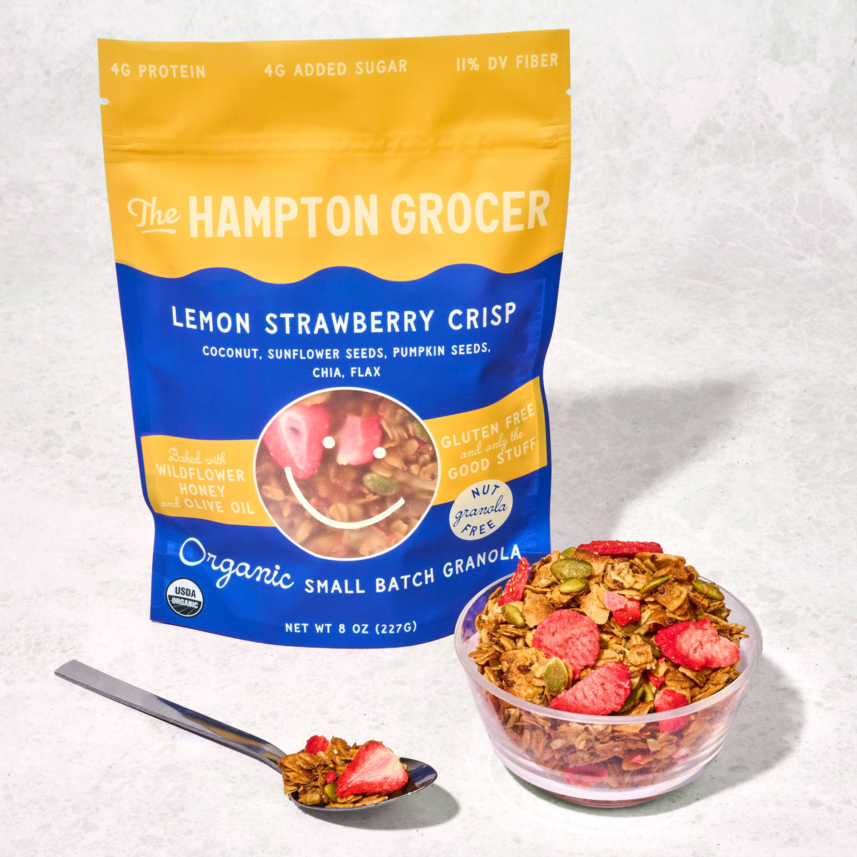 The Hampton Grocer Granola - Organic Lemon Strawberry Crisp Granola
