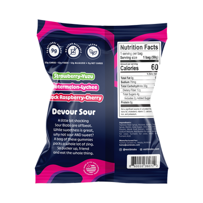 Blobs - SOUR Blobs Low Sugar Gummy Candy - Mixed Sour Bag