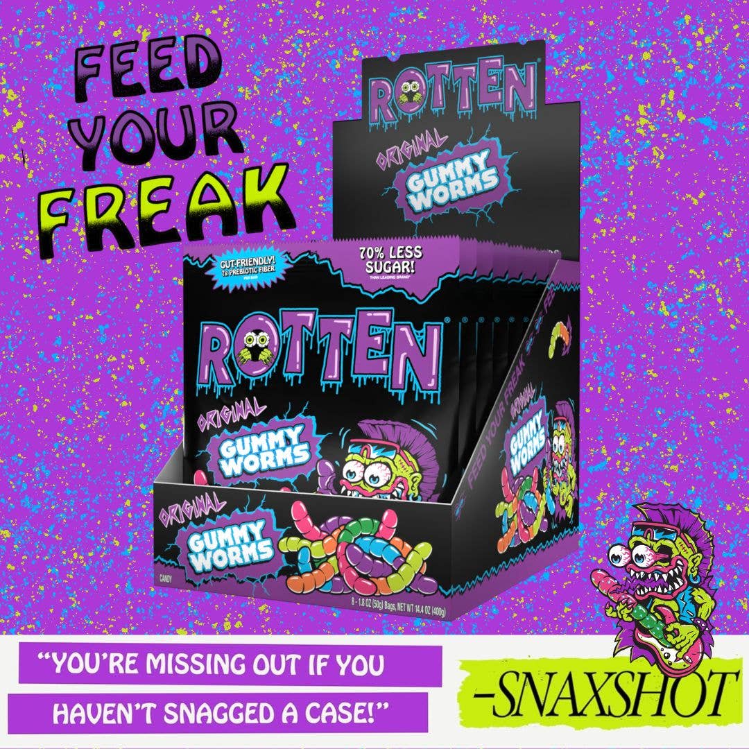 Rotten Candy - Original Gummy Worms Candy: GF, Prebiotics, Low Sugar