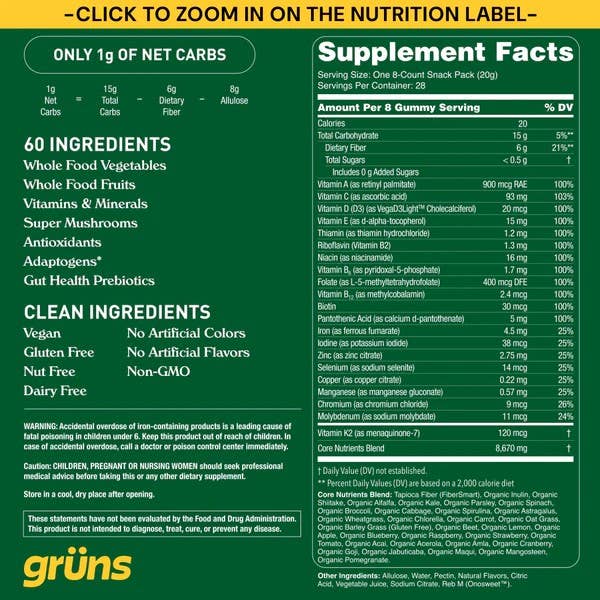 Grüns - Grüns Adult Superfood Greens Gummies