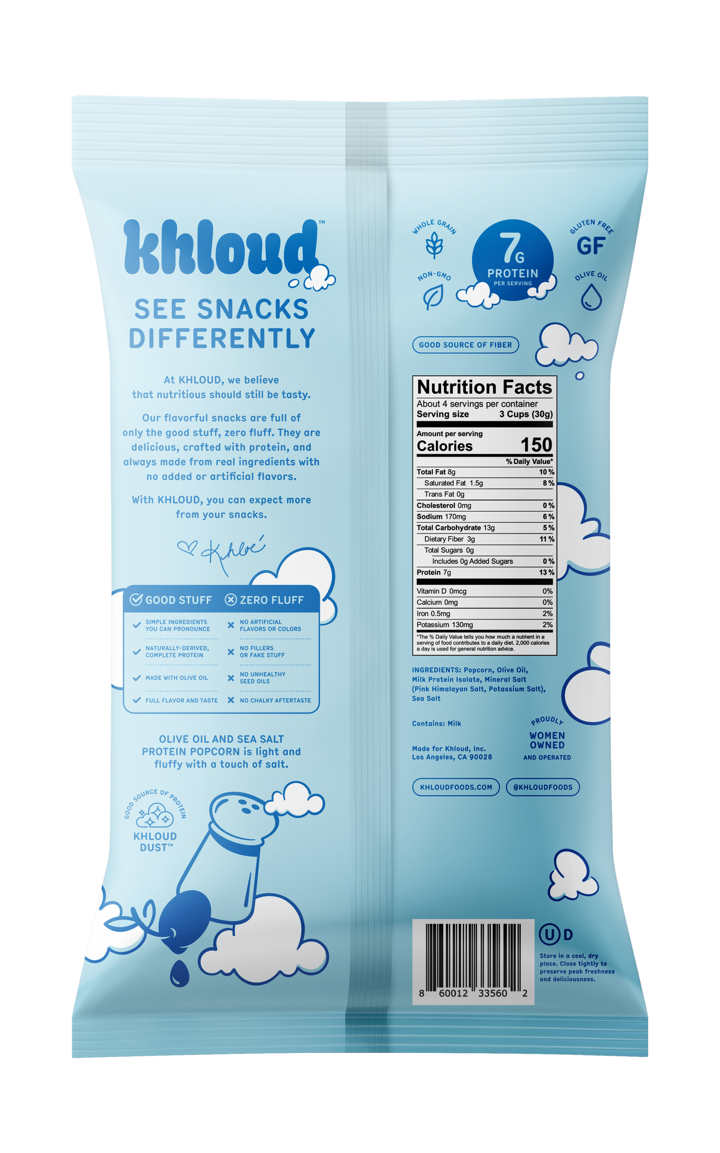 Khloud Foods - Olive Oil & Sea Salt Protein Popcorn, 12pk Case