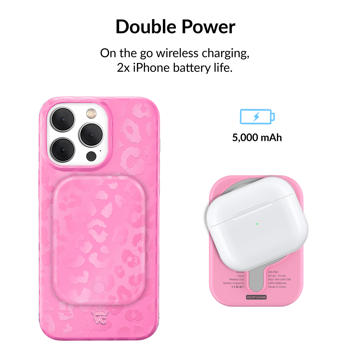 VELVET CAVIAR - Wireless Phone Charger - Hot Pink Leopard
