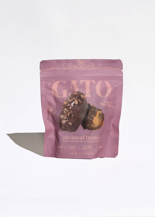 Chocolate Covered Dates with Almond Butter by Gato Dates