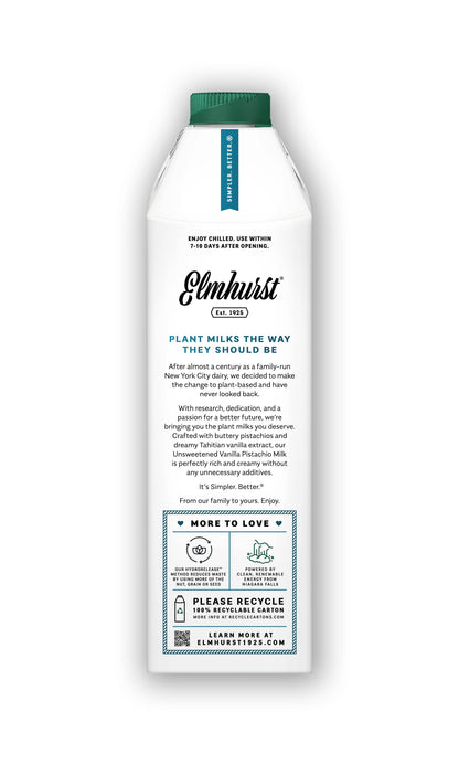 Elmhurst 1925 - Unsweetened Vanilla Pistachio Milk, 32oz