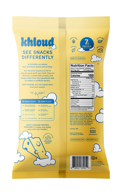 Khloud Foods - White Cheddar Protein Popcorn, 12pk Case
