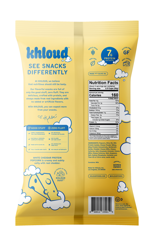 White Cheddar Protein Popcorn by Khloud Foods