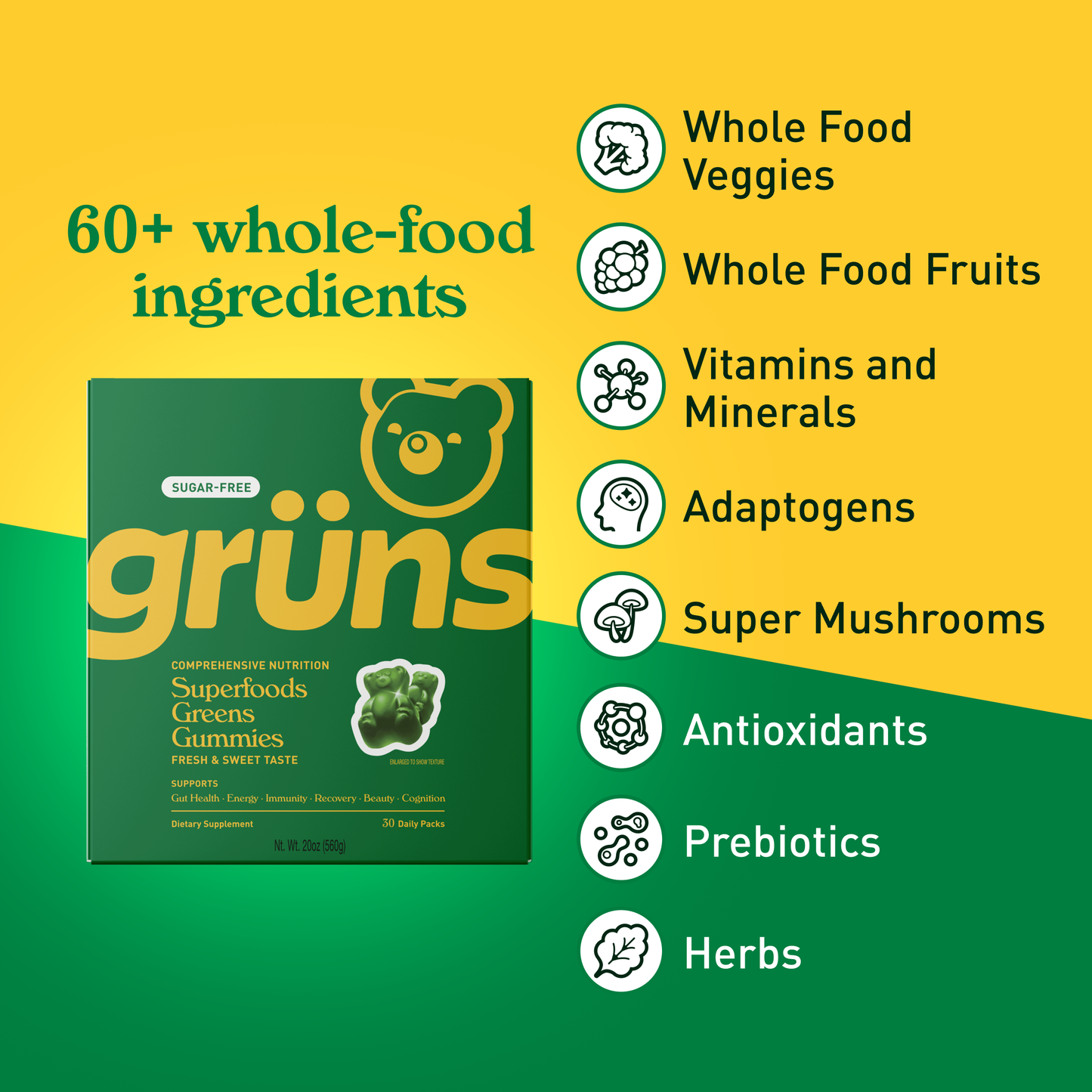 Grüns - Grüns Adult Superfood Greens Gummies