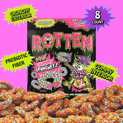 Rotten Candy - Sour Cruncheez Gummy Candy: GF, Prebiotics, Low Sugar