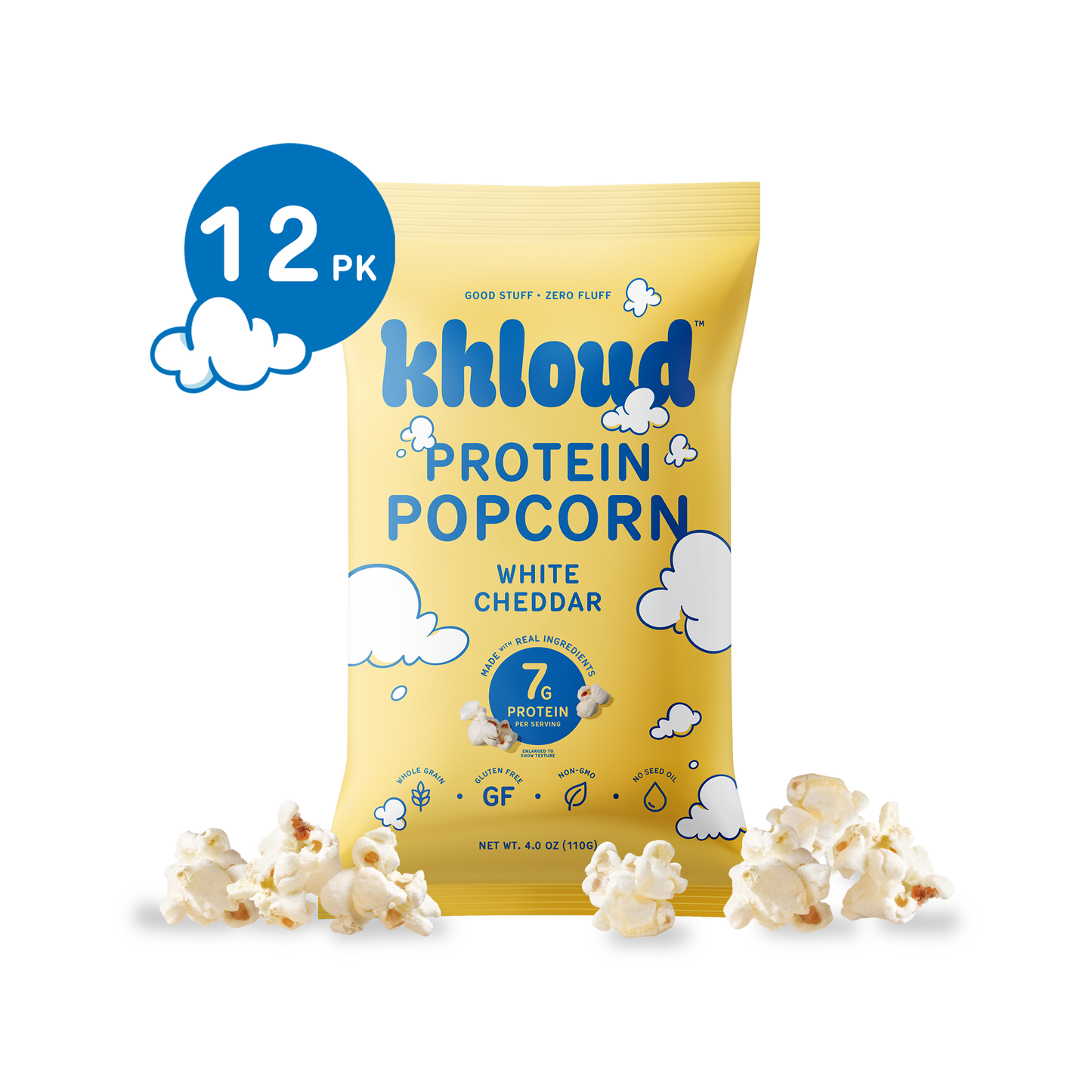 Khloud Foods - White Cheddar Protein Popcorn, 12pk Case