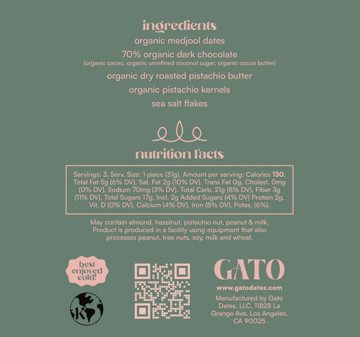 Gato Dates Pistachio Butter Pouches