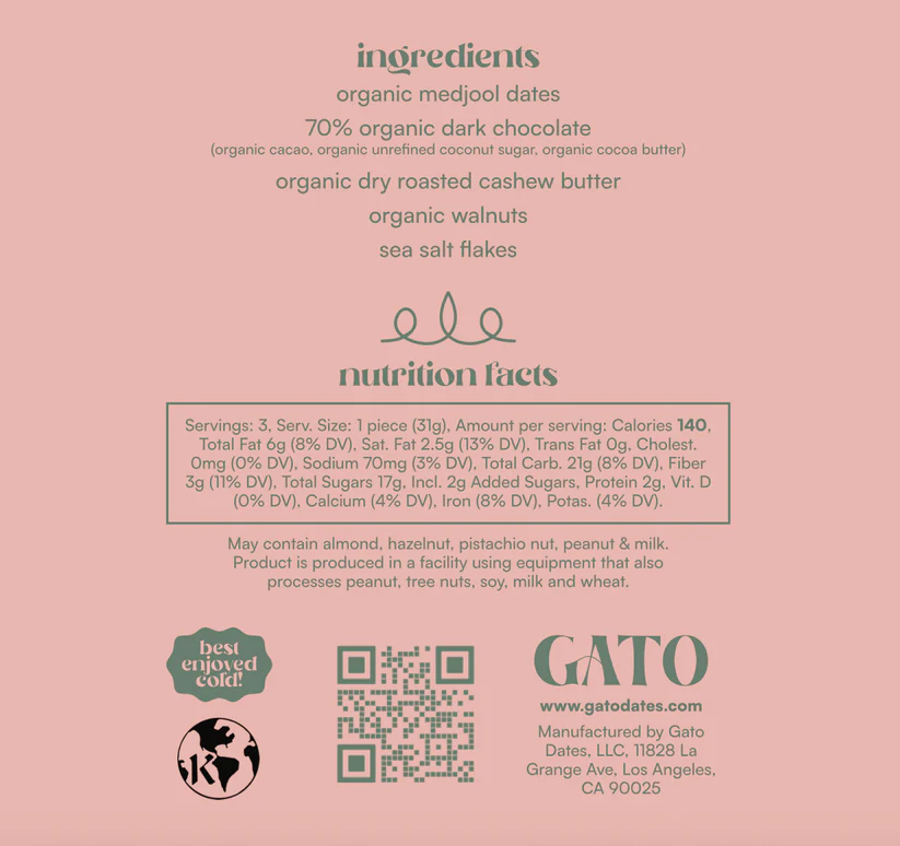 Gato Date Cashew Butter Walnut Pouches